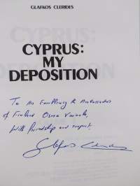Cyprus - My Deposition : Volume 1 (signeerattu, tekijän omiste)