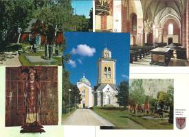 Suomalaisia kirkkokortteja 5 kpl erä   paikkakuntakortti, kirkkopostikortti  kirkkokortti