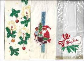 Joulupussi, kuusijuhlapussi    3 eril  - kauppapussi, tuotepakkaus