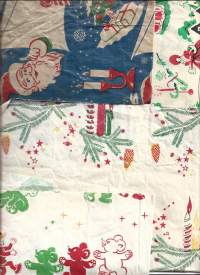 Vanha  joululahjapakettipaperi  n 10 eril arkin osaa  - joulupaperi,  käärepaperi käytettyjä