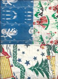 Vanha  joululahjapakettipaperi  n 10 eril arkin osaa  - joulupaperi,  käärepaperi käytettyjä