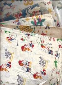 Vanha  joululahjapakettipaperi  n 20 kpl  arkin osia  - joulupaperi,  käärepaperi käytettyjä