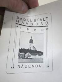 Kylpylaitos Merikylpylä Naantali 1920 Badanstalt Havsbad Nådendal -esittely / hinnasto, kausiohjelma