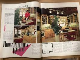 Kotiliesi 1986 nr 7, Martta Wendelin, kevään keltaista, 32 lisäsivua keittiöt ja kylpyhuone, Gary Cooper