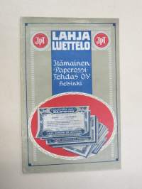 Itämainen Paperossi-Tehdas Oy - Lahjaluettelo -tupakka-askien mukana tulleiden kuponkien vaihto luettelossa oleviin esineisiin