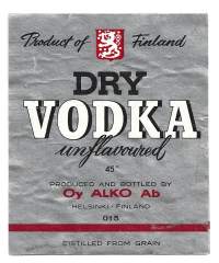 Dry Vodka  Alko nr 015 - viinaetiketti
