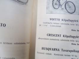 Polkupyörien ja Polkupyörän osien Hintaluettelo 1935 - Outinen &amp; Lehmusvirta Tampere -tuoteluettelo / hinnasto