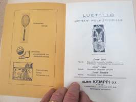 Örnen polkupyörät 1935 Albin Kemppi Oy, Viipuri -tuoteluettelo / hinnasto