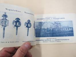 Aktiebolat Spennerts Sadel &amp; Åkdonsfabrik i Helsingfors - Oy Spennertin Satula- ja Ajoneuvotehdas Helsinki -tuoteluettelo v. 1908