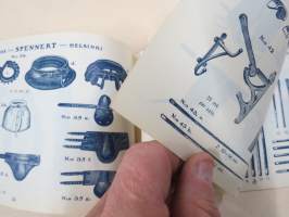 Aktiebolat Spennerts Sadel &amp; Åkdonsfabrik i Helsingfors - Oy Spennertin Satula- ja Ajoneuvotehdas Helsinki -tuoteluettelo v. 1908