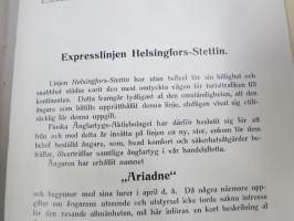 Till Berlin - Expresslinjen Helsingfors - Stettin med "Ariadne" Nordens modernaste passagerareångare -matkaesite