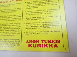 Ahon Turkis, Mieto -postimyyntikuvasto 1971-72, takit, lakit, saappaat, hansikkaat, autovällyt, istuinsuojat, vaatteet, kodin kankaat, ym.