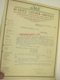 M. Seitz / Legier-Anstalt, Berlin, 12.8.1913 -asiakirja + Moderne Scliesszeuge-työkaluesite