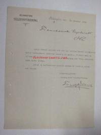 Helsingfors Telefonförening, Helsinki, 11.10.1911 -asiakirja