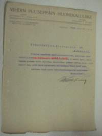 Vihdin Puuseppäin Huonekaluliike, Lahti / Pietari, 10.5.1913 -asiakirja