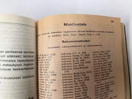 Rakentajain kalenteri 1972 (56. ilmestynyt) tekniikkaa, taulukoita, mainoksia, menetelmiä, yhdistyksiä, nimet arkkitehdit, rakennusinsinöörit ja rakennusmestarit ym.