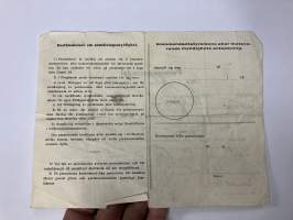 Permissionssedel Serg. Guido Alm... 7.11.1941 Borgå till Helsingfors tur och retur -lomatodistus