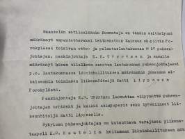 Kainuun Suojeluskuntapiirin Esikunta - Porokylän otto- ja plautuslautakunnan puheenjohtajan tehtävästä vapauttaminen pankinjohtja E. Törrönen, 25.10.1944 -asiakirja