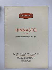 Palokalustotehdas Oy Veljekset Kulmala Ab Hinnasto nr 1 /1959 -paloautot, -pumput ym. paloalan kalustoa
