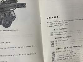 Palokalustotehdas Oy Veljekset Kulmala Ab Hinnasto nr 1 /1959 -paloautot, -pumput ym. paloalan kalustoa