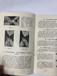 Tikka ompelukoneen käyttöohje + varaosakuvasto 1953