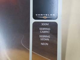 Chrysler Collection 300M, Sebring Cabrio, Sebring Sedan, Neon 2003 -myyntiesite