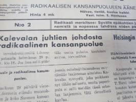 Totuuden Torvi 1948 nr 2,  Ernesti Hentunen, Radikaalinen kansanpuolue -julkaisu, paljastuksia, skandaaleja, äärioikeiston naamioitumispyrkimyksiä, ym.