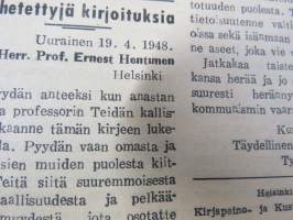 Totuuden Torvi 1948 nr 8,  Ernesti Hentunen, Radikaalinen kansanpuolue -julkaisu, paljastuksia, skandaaleja, äärioikeiston naamioitumispyrkimyksiä, ym.