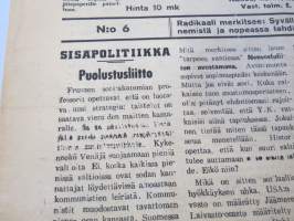 Totuuden Torvi 1948 nr 6,  Ernesti Hentunen, Radikaalinen kansanpuolue -julkaisu, paljastuksia, skandaaleja, äärioikeiston naamioitumispyrkimyksiä, ym.