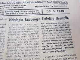 Totuuden Torvi 1948 nr 4,  Ernesti Hentunen, Radikaalinen kansanpuolue -julkaisu, paljastuksia, skandaaleja, äärioikeiston naamioitumispyrkimyksiä, ym.