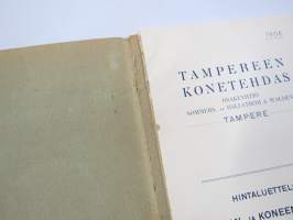Tammerfors Maskinfabrik Ab / Tampereen Konetehtaan Oy Sommers, Af Hällström &amp; Waldens - Priskurant sågar, maskinbett m. f.l. tillverkningar -kuvasto / hinnasto