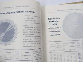Tammerfors Maskinfabrik Ab / Tampereen Konetehtaan Oy Sommers, Af Hällström &amp; Waldens - Priskurant sågar, maskinbett m. f.l. tillverkningar -kuvasto / hinnasto