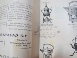 Oy K.H. Renlund Ab -Luettelo / Katalog - Taloustarpeiden osasto - Husgeråds- och bosättningsavdelning -uskomattoman hieno kuvitettu luettelo kotitaloustarpeista