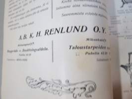 Oy K.H. Renlund Ab -Luettelo / Katalog - Taloustarpeiden osasto - Husgeråds- och bosättningsavdelning -uskomattoman hieno kuvitettu luettelo kotitaloustarpeista