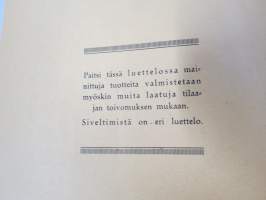 Urjalan Harjansitomo - Hintaluettelo v. 1935 -tuotelulettelo / kuvasto