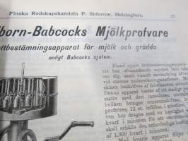 Mejeri-Katalog från Finska Redskapshandlen P. Sidorow -meijerikaluste, -kone- ja tarvikeluettelo