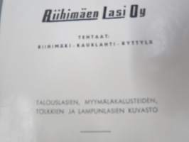 Riihimäen Lasi Oy Kuvasto 1949 Talouslasien, myymäläkalsuteiden, tölkkien ja lampunlasien kuvasto