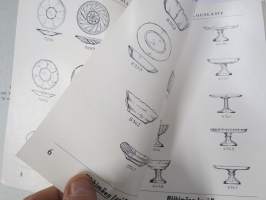 Riihimäen Lasi Oy Kuvasto 1949 Talouslasien, myymäläkalsuteiden, tölkkien ja lampunlasien kuvasto