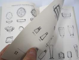 Riihimäen Lasi Oy Kuvasto 1949 Talouslasien, myymäläkalsuteiden, tölkkien ja lampunlasien kuvasto