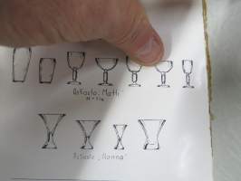 Riihimäen Lasi Oy Kuvasto 1949 Talouslasien, myymäläkalsuteiden, tölkkien ja lampunlasien kuvasto