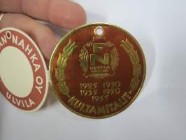 Friitalan Nahka Oy, Ulvila -hintalappu / tuotetietolappu, merkin valmistaja Herman Mattsson Korkokuvapaino &amp; Pussitehdas, Vaasa