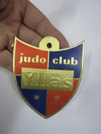 Ylläs judo club -hintalappu / tuotetietolappu, merkin valmistaja Herman Mattsson Korkokuvapaino &amp; Pussitehdas, Vaasa