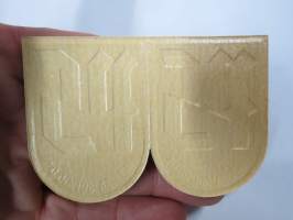 PS Paita ja Solmio Oy -hintalappu / tuotetietolappu, merkin valmistaja Herman Mattsson Korkokuvapaino &amp; Pussitehdas, Vaasa