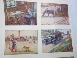 Ainekirjoitus- / aihemerkkiarkki (kansakoulu) -opettaja jakoi oppilaille, jotka sitten kirjoittivat annetun kuva-aiheen mukaisesti