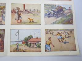 Ainekirjoitus- / aihemerkkiarkki (kansakoulu) -opettaja jakoi oppilaille, jotka sitten kirjoittivat annetun kuva-aiheen mukaisesti