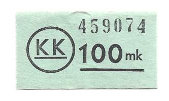 KK Kulutuskuntien Osuusliike   100 mk  tilapäinen maksuväline