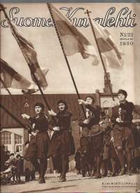 Suomen Kuvalehti  1930 nr 22 / Siniristilippu, suomalaiset Berliinissä, Otava 40 v, autoilija valtateillä ja kyläkujilla, tervahauta,