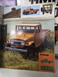 Toyota Land cruiser  Hardtop,  Vinyl top, Pickup ja Stadion Wagon  1974 myyntiesite.