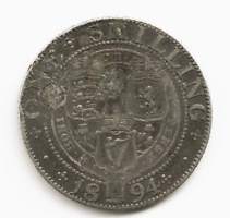 Englant 1 Shilling Vicroria 1894 hopeaa-  kolikko