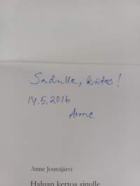 Haluan kertoa sinulle : runoja vuosilta 2007-2012 (signeerattu, tekijän omiste)